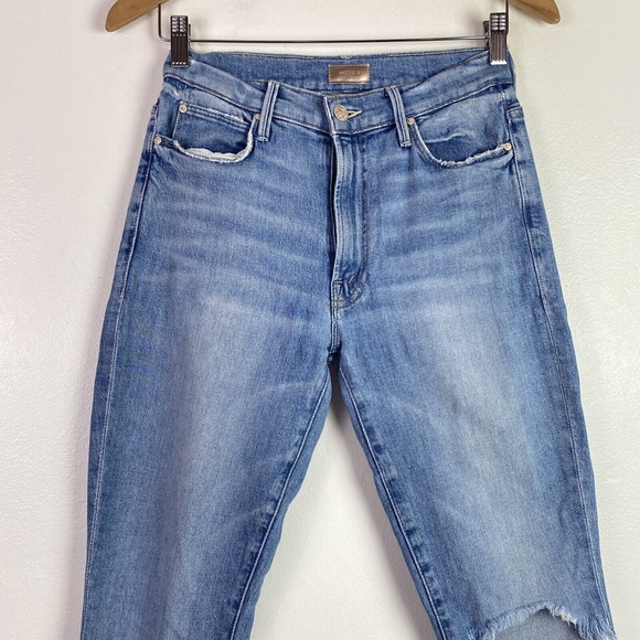 MOTHER The Stunner Zip Ankle Step Fray Exposed Secret Sister Jeans 27 Raw Hem - Picture 3 of 13